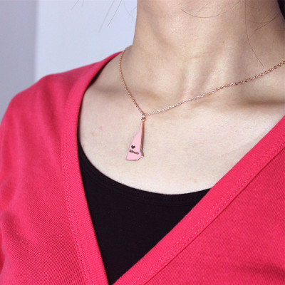 Custom New Hampshire State Shaped Necklaces - Rose Gold