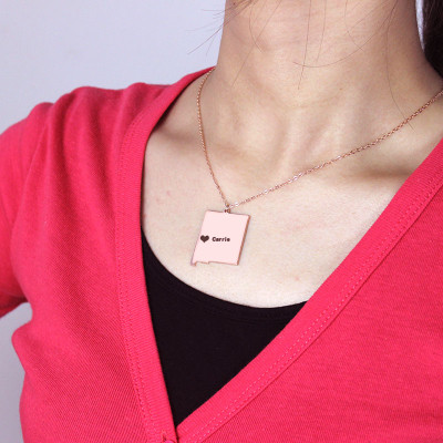 Custom New Mexico State Shaped Necklaces - Rose Gold