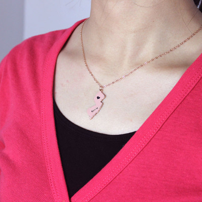 Custom New Jersey State Shaped Necklaces - Rose Gold