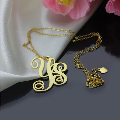 Personalised - 18CT Gold Vine Font 2 Initial Monogram Necklace