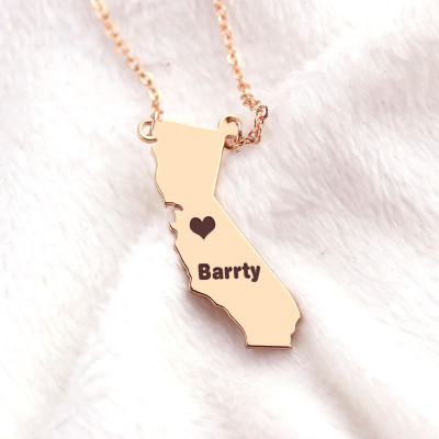 California State Shaped Necklaces - 18CT Rose Gold Plated