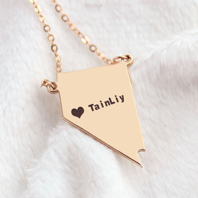 Custom Nevada State Shaped Necklaces - Rose Gold