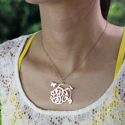Butterfly and Vines Monogrammed Necklace 18CT Rose Gold Plated