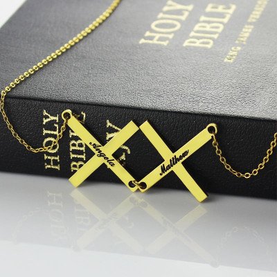 Gold Greece Double Cross Name Name Necklace