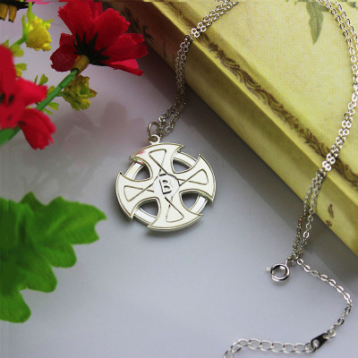 Solid Gold Engraved Celtic Cross Name Necklace