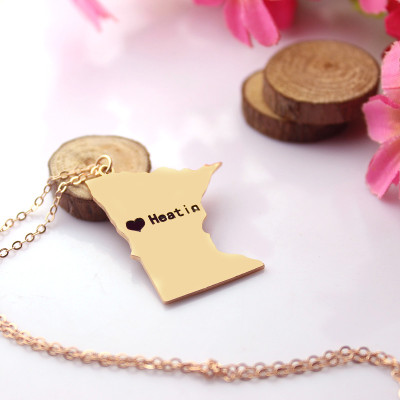 Custom Minnesota State Shaped Necklaces - Rose Gold