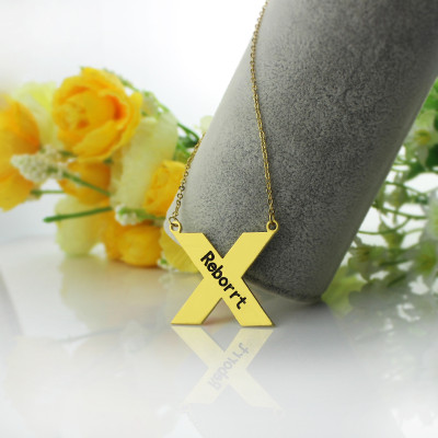 Personalised 18CT Gold St. Andrew Name Cross Necklace