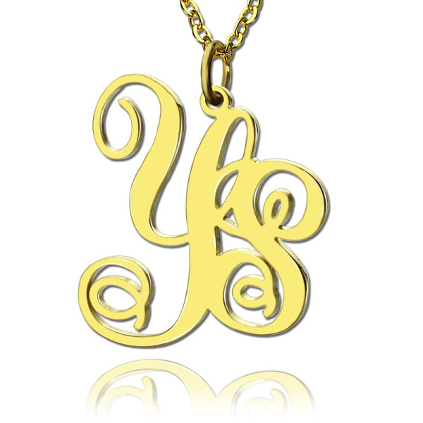 Personalised - 18CT Gold Vine Font 2 Initial Monogram Necklace