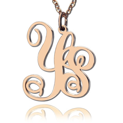 Personalised 18CT Rose Gold Vine Font 2 Initial Monogram Necklace
