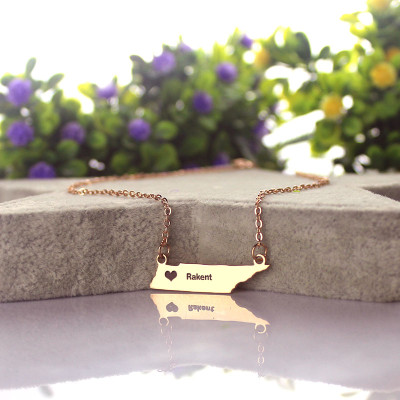 Custom Tennessee State Shaped Necklaces - Rose Gold