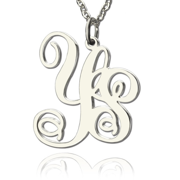 Personalised 18CT White Gold 2 Initial Monogram Necklace