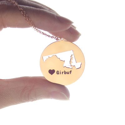 Custom Maryland Disc State Necklaces - Rose Gold
