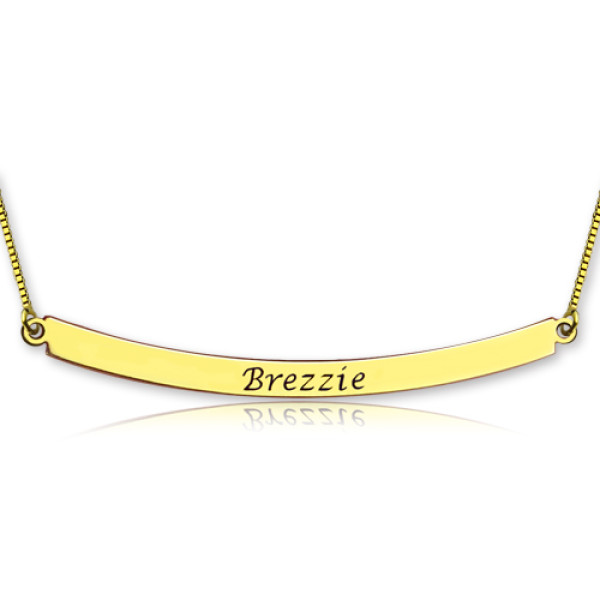 Personalised - 18CT Gold Curved Bar Necklace