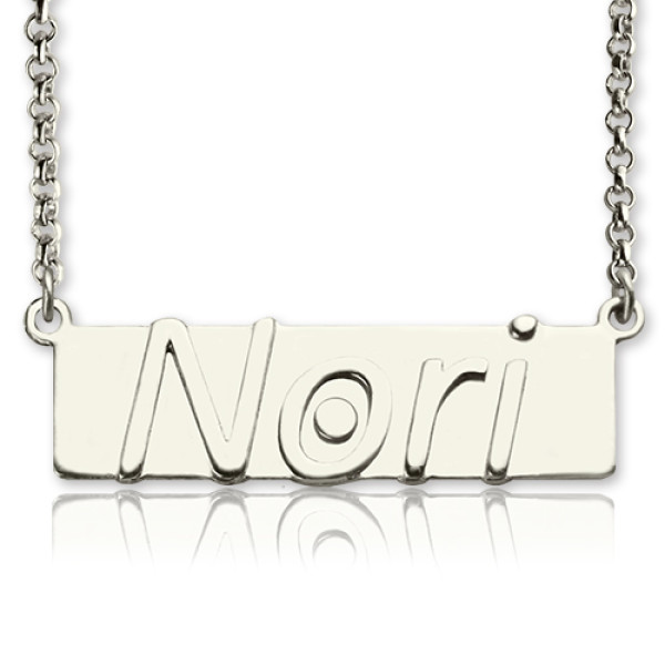 Solid Gold Nameplate Bar Necklace