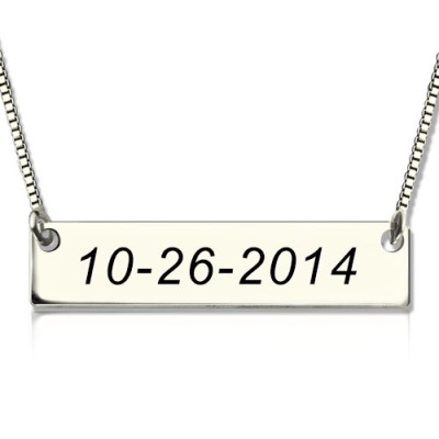 Personalised 18CT White Gold Date Bar Necklace
