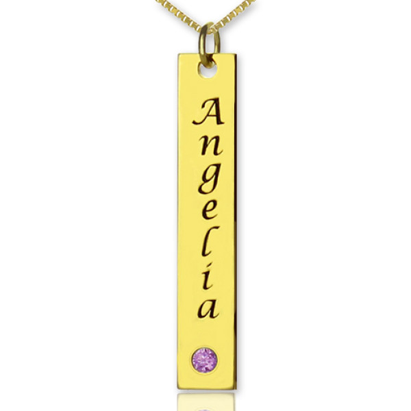 Personalised Name Tag Bar Necklace - 18CT Gold