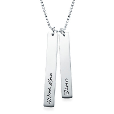Solid White Gold Bar Necklace Set for Mums and Daughters
