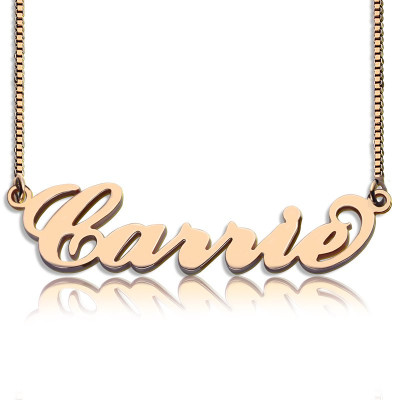 Carrie Name Necklace Box Chain In 18CT Rose Gold Plated