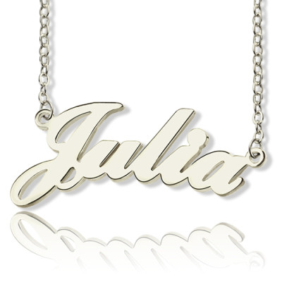 Solid 18CT White Gold Julia Style Name Necklace