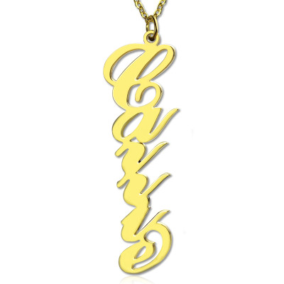 Solid Gold 18CT Personalised Vertical Carrie Style Name Necklace
