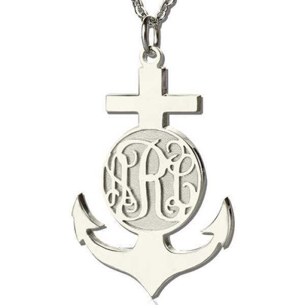 18CT White Gold Anchor Monogram Initial Necklace