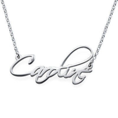 18CT White Gold Calligraphy Name Necklace