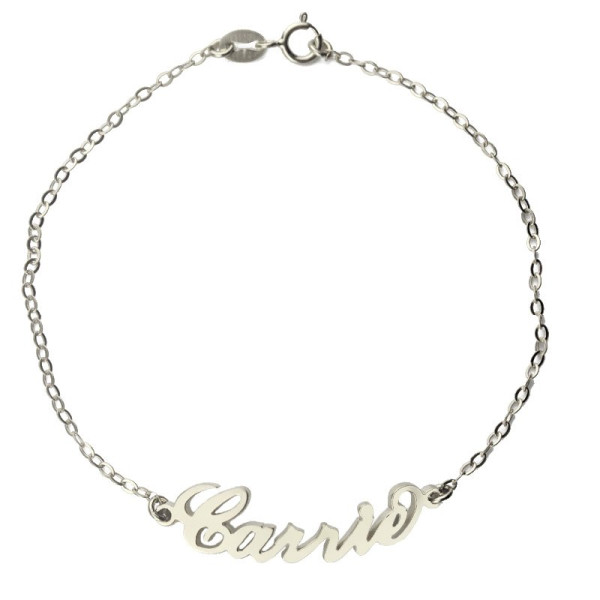 Personalised 18CT White Gold Carrie Name Bracelet