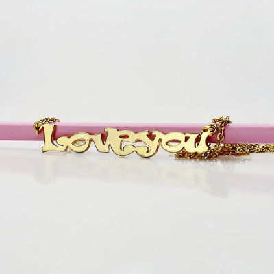 Gold I Love You Name Necklace