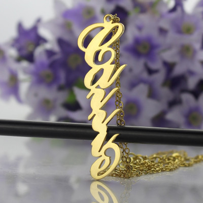 Vertical Carrie Name Plate Necklace - 18CT Gold
