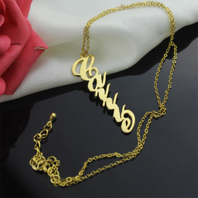 Vertical Carrie Name Plate Necklace - 18CT Gold
