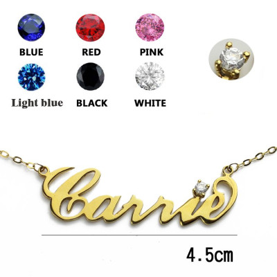 Carrie Nameplate Necklace with Birthstone