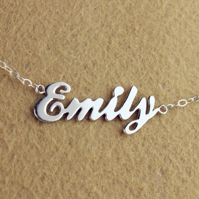 Solid White Gold Custom Cursive Name Necklace