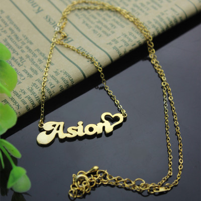 Custom Name Necklace in18CT Gold with Heart