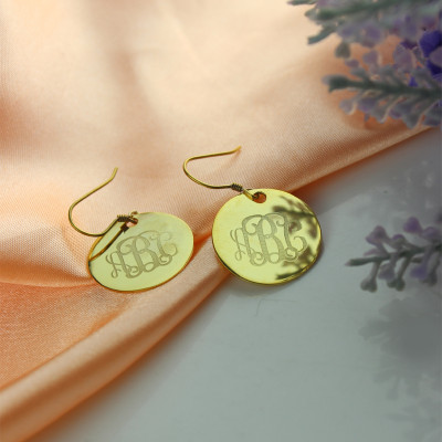 Disc Signet Monogram Earrings - Solid Gold