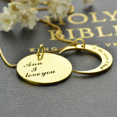 I Love You to The Moon and Back Love Necklace - 18CT Gold