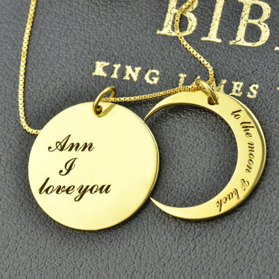 I Love You to The Moon and Back Love Necklace - 18CT Gold