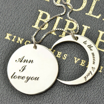 Solid Gold I Love You to the Moon and Back Love Necklace