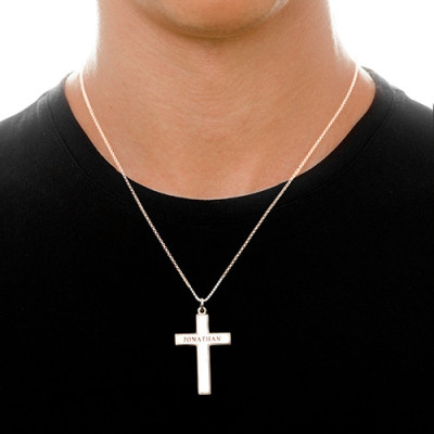 Solid Gold Men's Cross Necklace