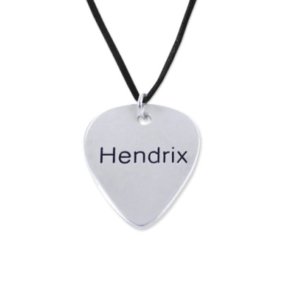 Solid Gold Engraved Guitar Pick Necklace