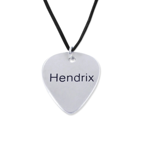 Solid Gold Engraved Guitar Pick Necklace