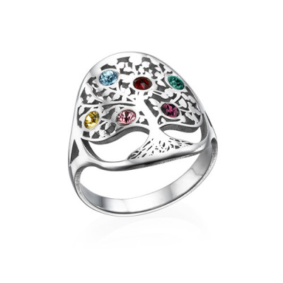 Family Tree Jewellery - Birthstone Solid White Gold Ring