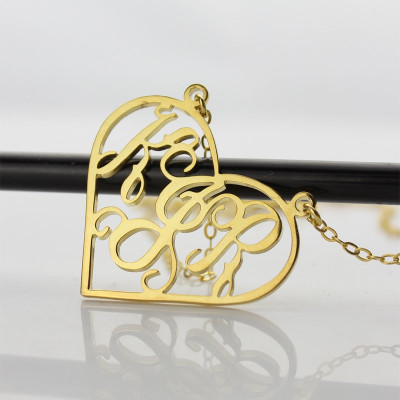 Cut Out Heart Monogram Necklace - 18CT Gold