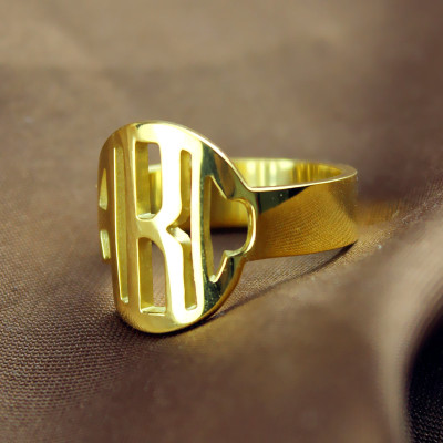18CT Gold Block Monogram Ring
