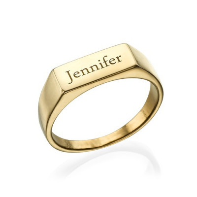 Gold Engraved Signet Ring