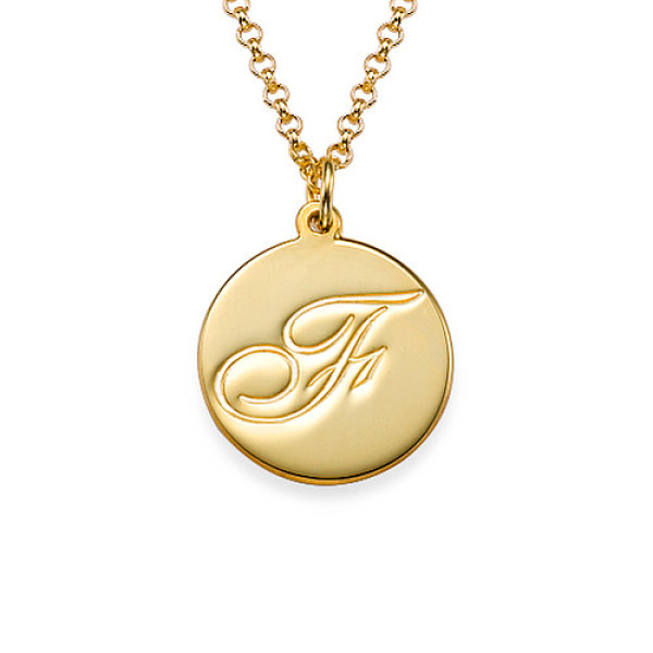 18CT Gold Initial Pendant with Script Font