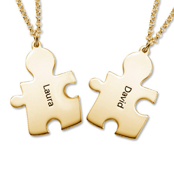 18CT Gold Personalised Couple's Puzzle Necklace