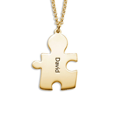 18CT Gold Personalised Couple's Puzzle Necklace