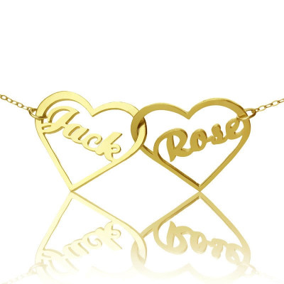 Double Heart Name Necklace - 18CT Gold