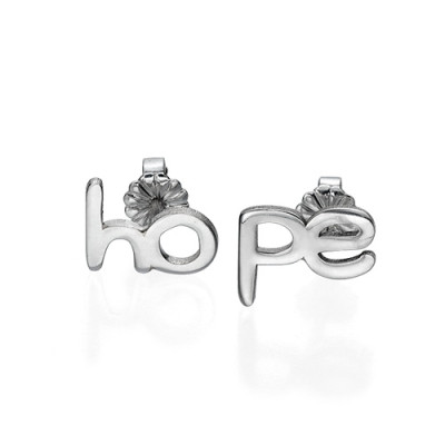 Solid Gold Hope and Love Stud Earrings