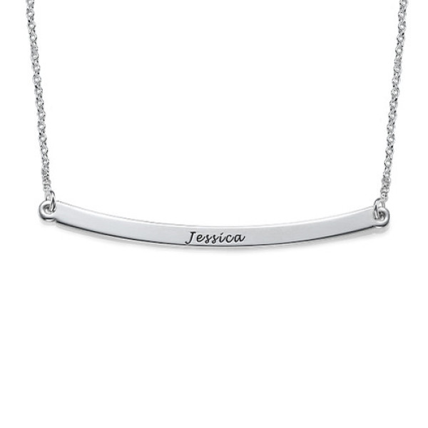 Solid Gold Horizontal Bar Name Necklace